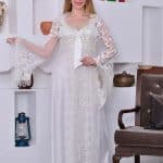 Long bridal nightgown with hat