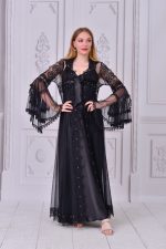 Long bridal nightgown with hat
