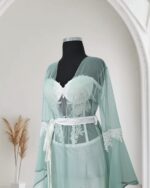 ⁦صبحلك ساتان طويل  مع مشلح من التول و المطرزات الفاخرة⁩ - الصورة ⁦6⁩